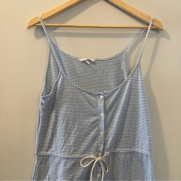 Victoria’s Secret Blue Striped Button Front Drawstring Cami Dress Size Small - Picture 4 of 11